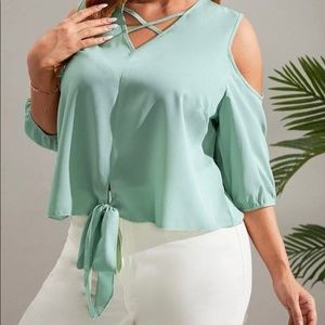 New.Mint green color blouse fashion